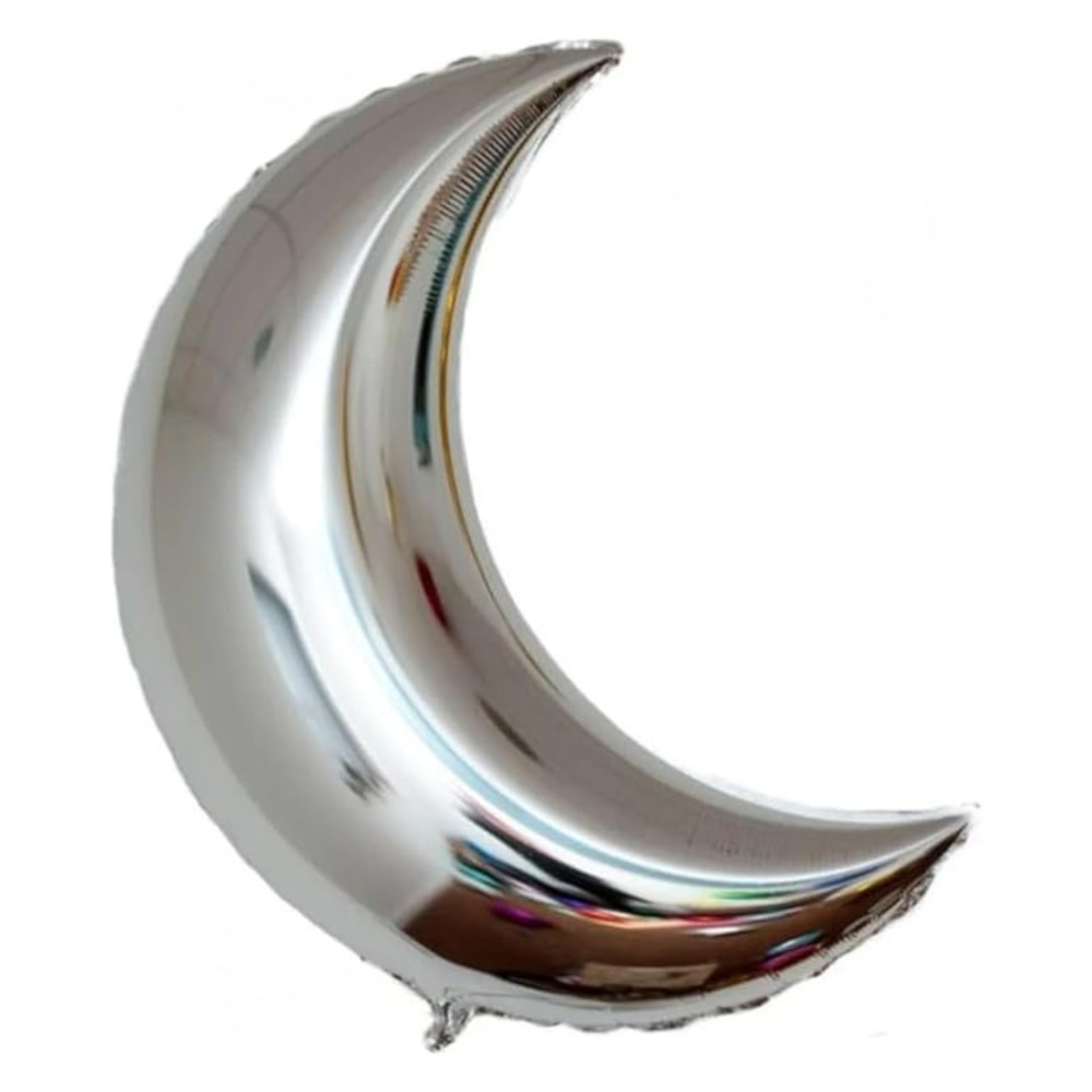 2.jpg 18" Silver Crescent Moon Foil Balloon - Image 1