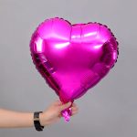 18" Dark Pink Heart Shape Metallic Foil Balloon