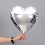 18" Silver Heart Shape Metallic Foil Balloon