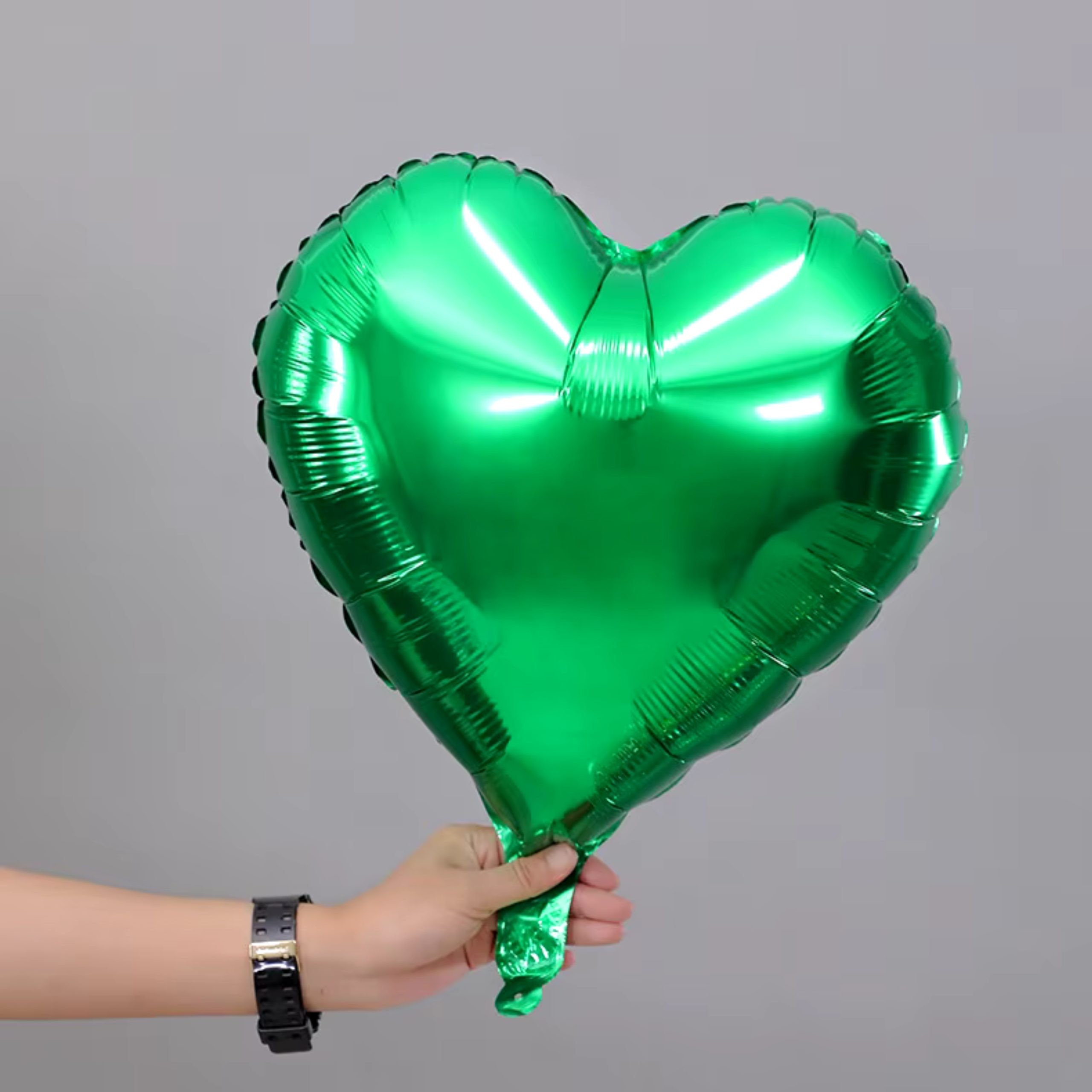 b-9-scaled-1.jpg 18" Green Heart Shape Metallic Foil Balloon - Image 1