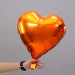 18" Orange Heart Shape Metallic Foil Balloon