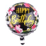 18" Happy Birthday Printed Round Floral Foil Balloon