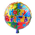 18" Multicolor Happy Birthday Round Foil Balloon