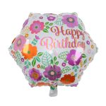 18" Hexagonal Floral Happy Birthday Foil Balloon